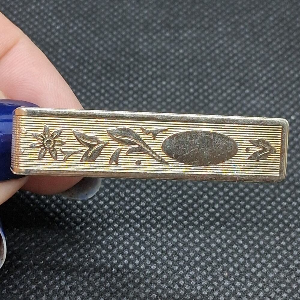 Vintage Gold Tone Engraved Floral Tie Clasp Clip